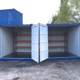 10ft storage container with metal racks (2)