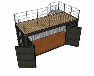 20FT OPEN SIDE CONTAINER WITH TERRACE AND STAIRS (1)