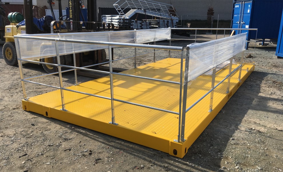 20ft platform container with foldable railing