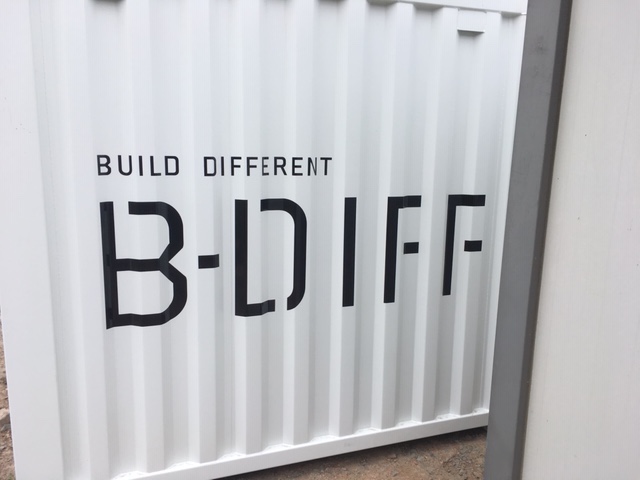 8ft container with lettering