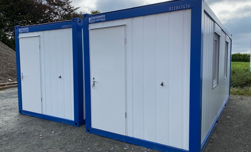 20ft office container - white with blue frame