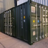20ft shipping container with side door in dark green
