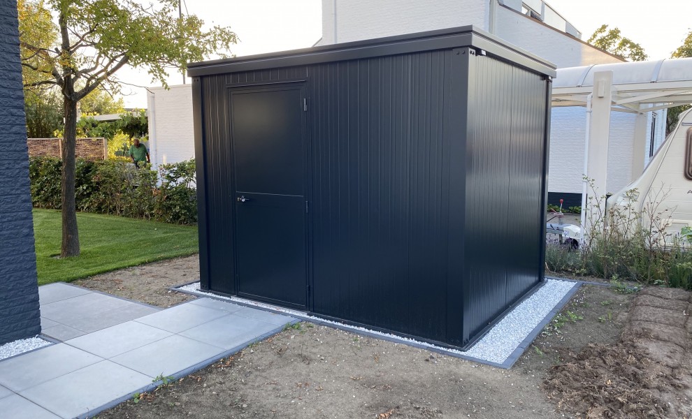 Black garden shed container