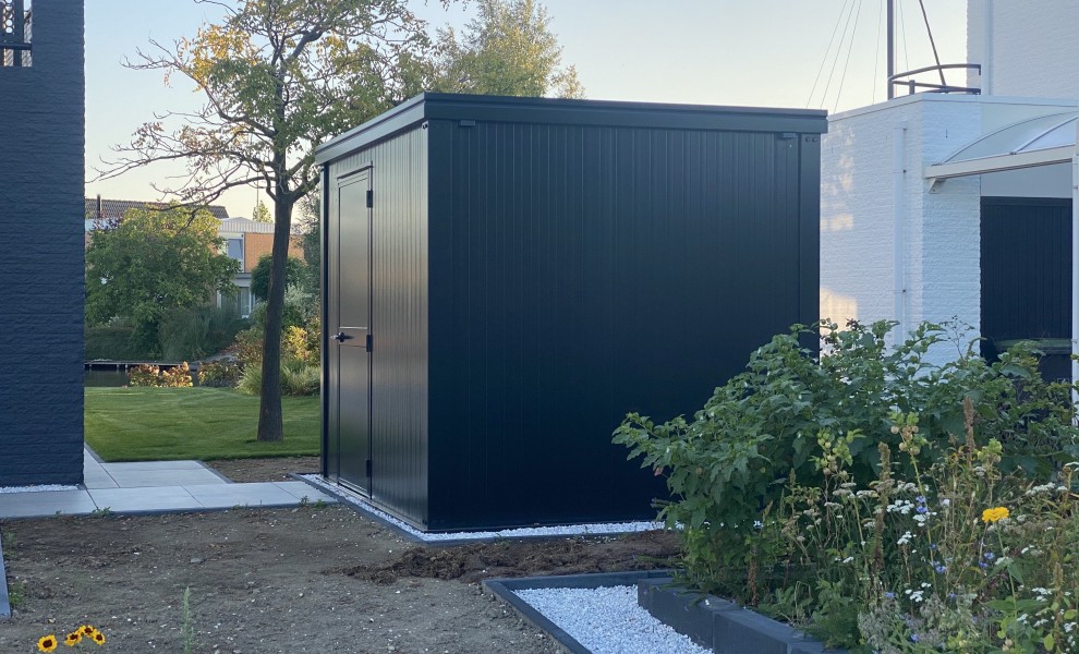 Black garden shed container