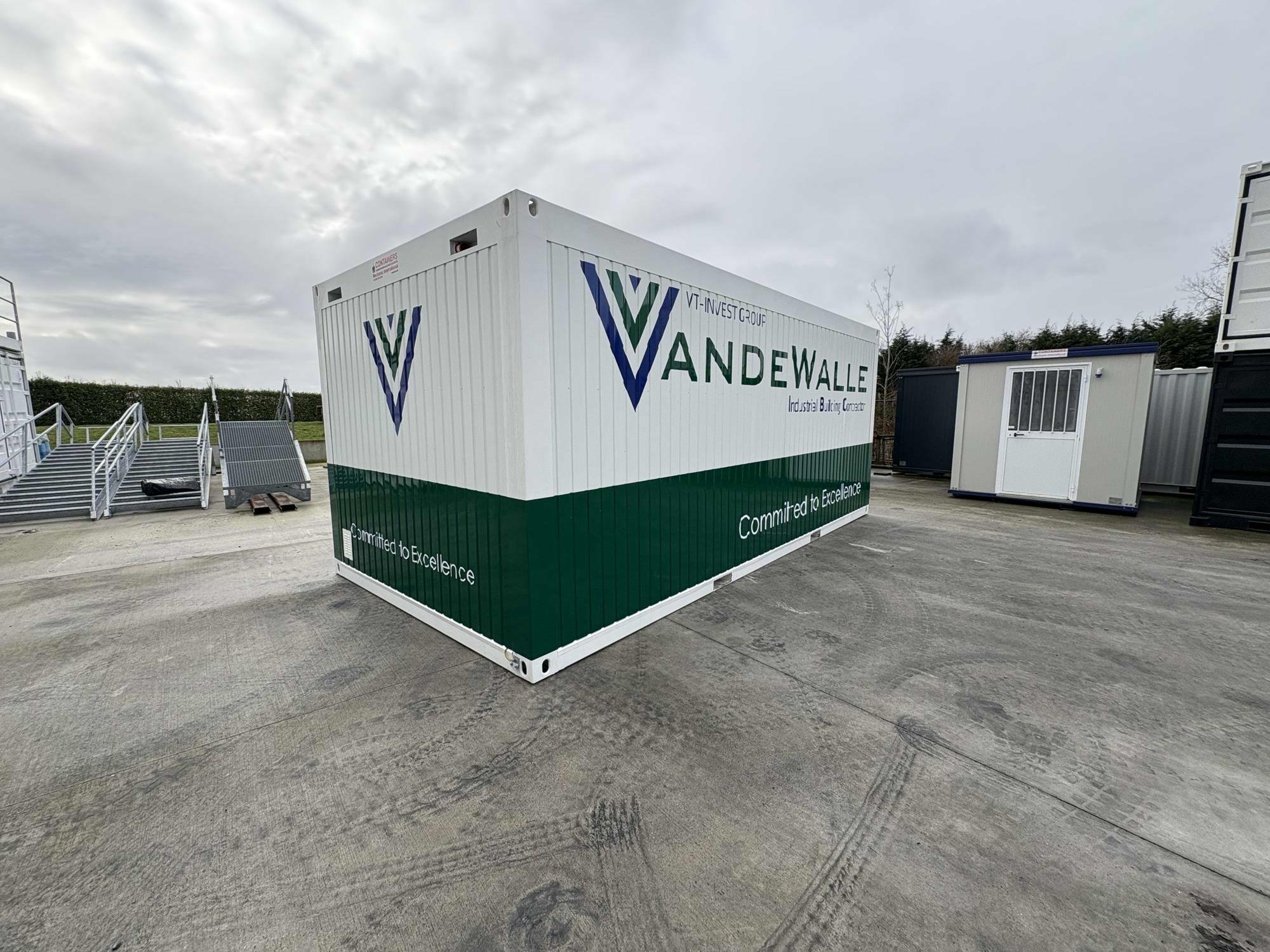 Office container 6 x 3 m with logo