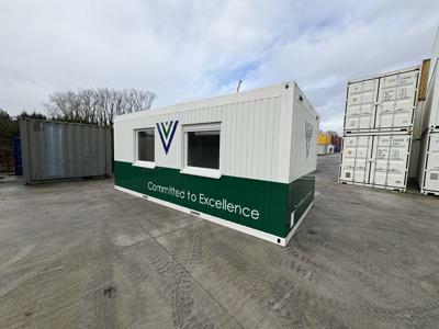 Office container 6 x 3 m with logo