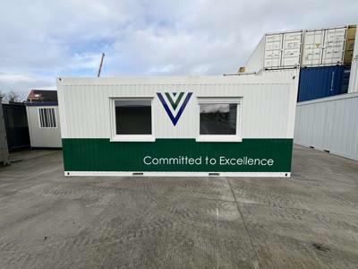 Office container 6 x 3 m with logo