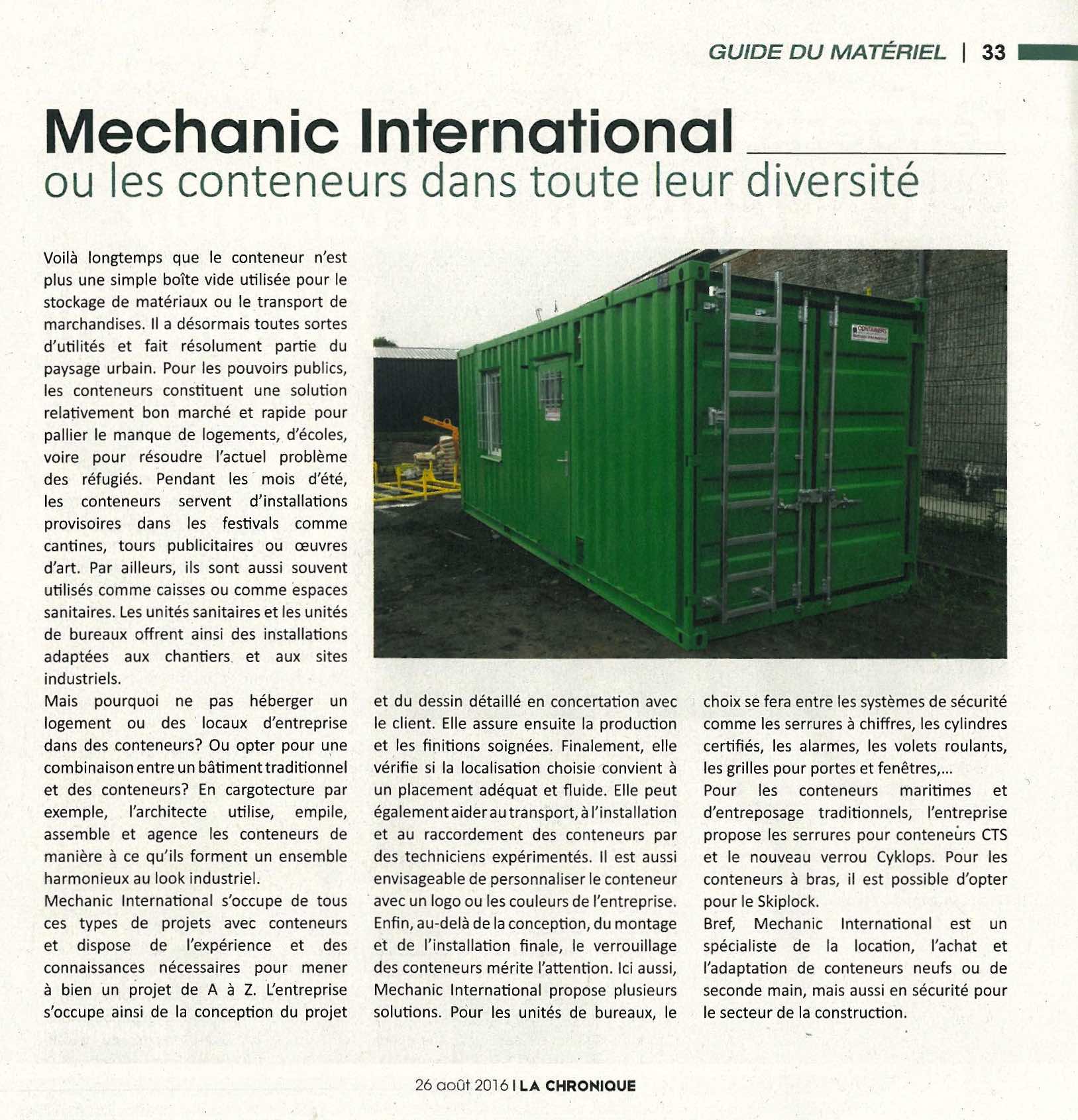  frMechanic International ou les conteneurs dans toute leur diversité (La Chronique 08:2016)