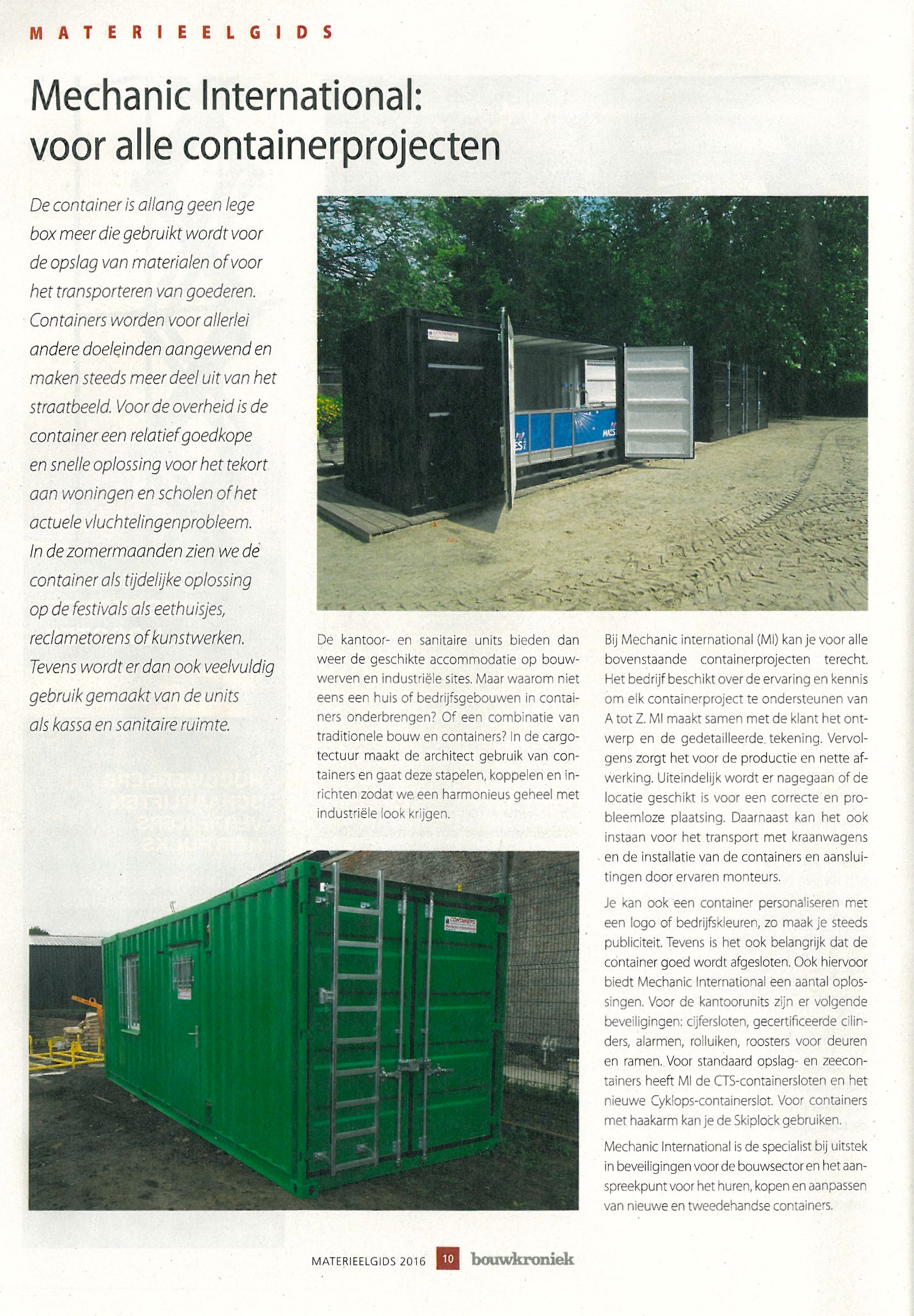 Mechanic International voor alle containerprojecten (Bouwkroniek 08:2016)