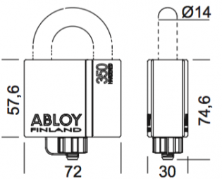 ABLOY PROTEC 2 VORHÄNGSCHLOSS PLM350/25 (SWP) (3)
