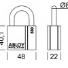 Abmessungen Vörhangschloss PL330/25