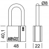 Afmetingen Hangslot PL330/50