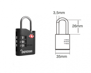 TSA KOFFER CIJFERHANGSLOT 35MM DEFENDER 