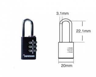 ZWART CIJFERHANGSLOT 20MM DEFENDER 