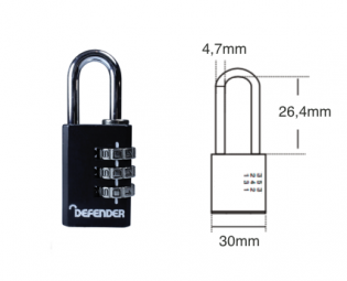 ZWART CIJFERHANGSLOT 30MM DEFENDER