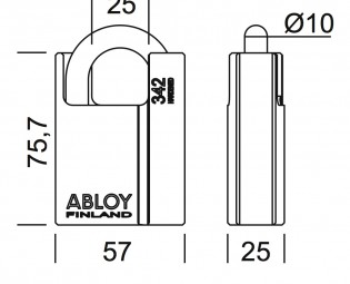 Afmetingen Hangslot PL342/25