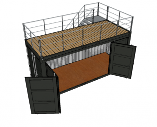 20FT OPEN SIDE CONTAINER MIT TERRASSE UND TREPPE (1)