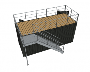 20FT OPEN SIDE CONTAINER MIT TERRASSE UND TREPPE (2)