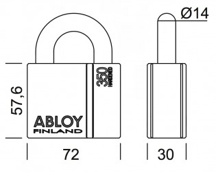 Afmetingen Hangslot PL350/25