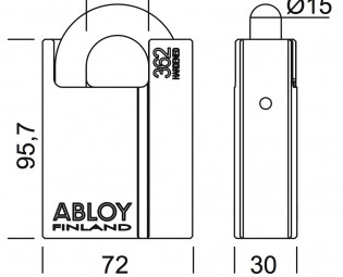 Afmetingen Hangslot PL362/25