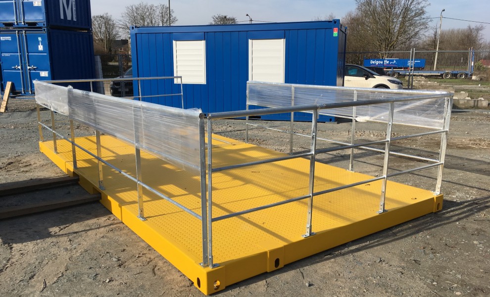 Conteneur de plateforme de 20 pieds avec balustrade pliable