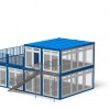 6x 20ft Showroomcontainer gekoppeld