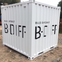 8ft container with lettering