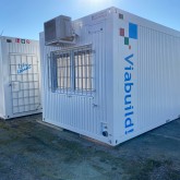 Construction site units with logo