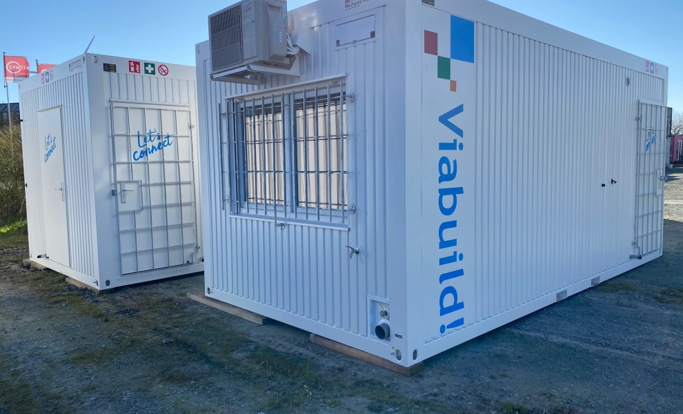 Construction site units with logo