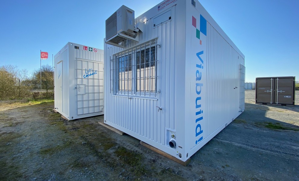 Construction site units with logo