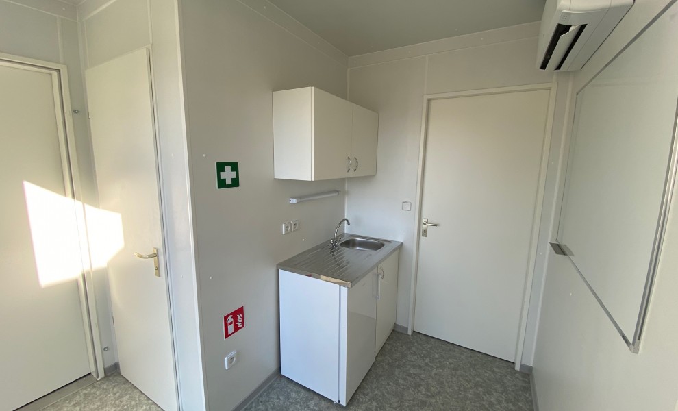 Construction site units with logo