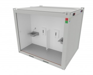 Conteneur sanitair avec 4 lavabos