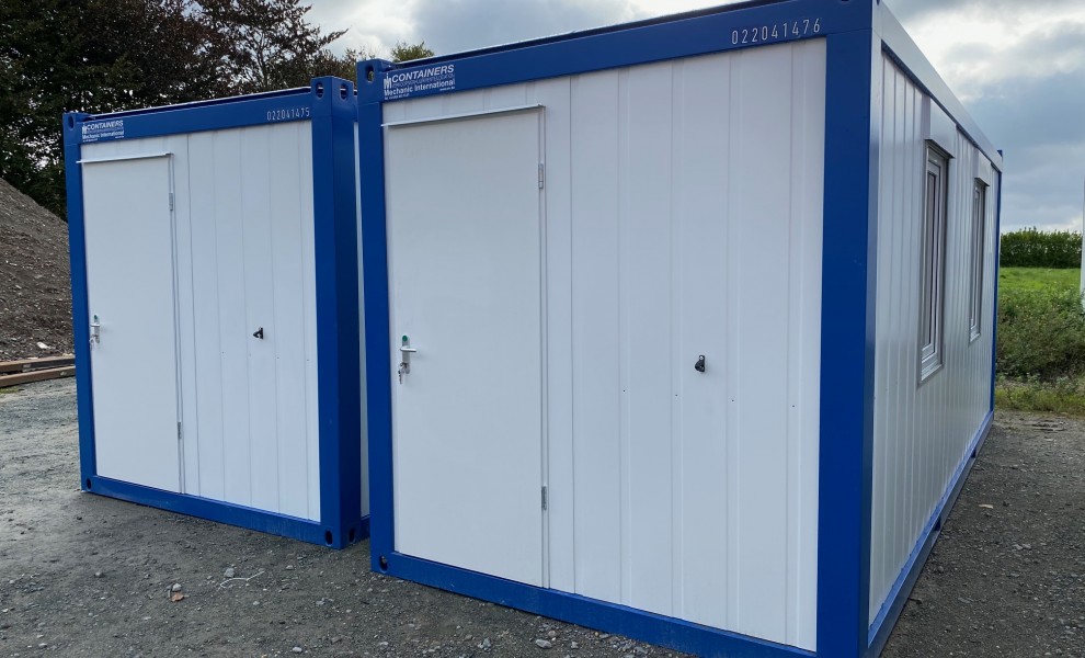 Conteneur de bureau de 20pds - blanc avec cadre en bleu