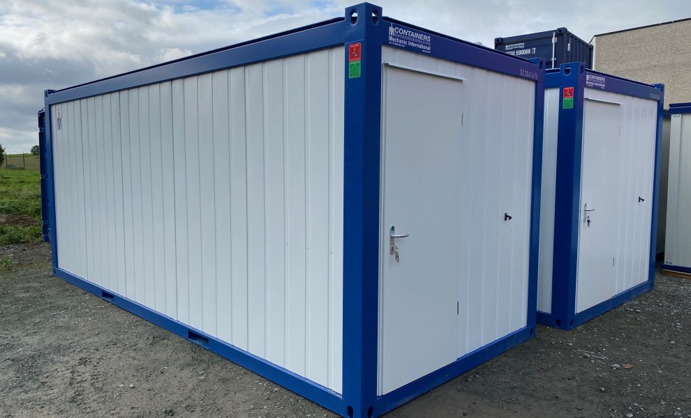 Conteneur de bureau de 20pds - blanc avec cadre en bleu