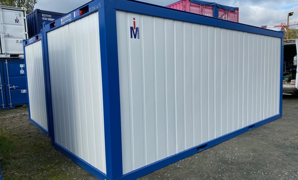 Conteneur de bureau de 20pds - blanc avec cadre en bleu