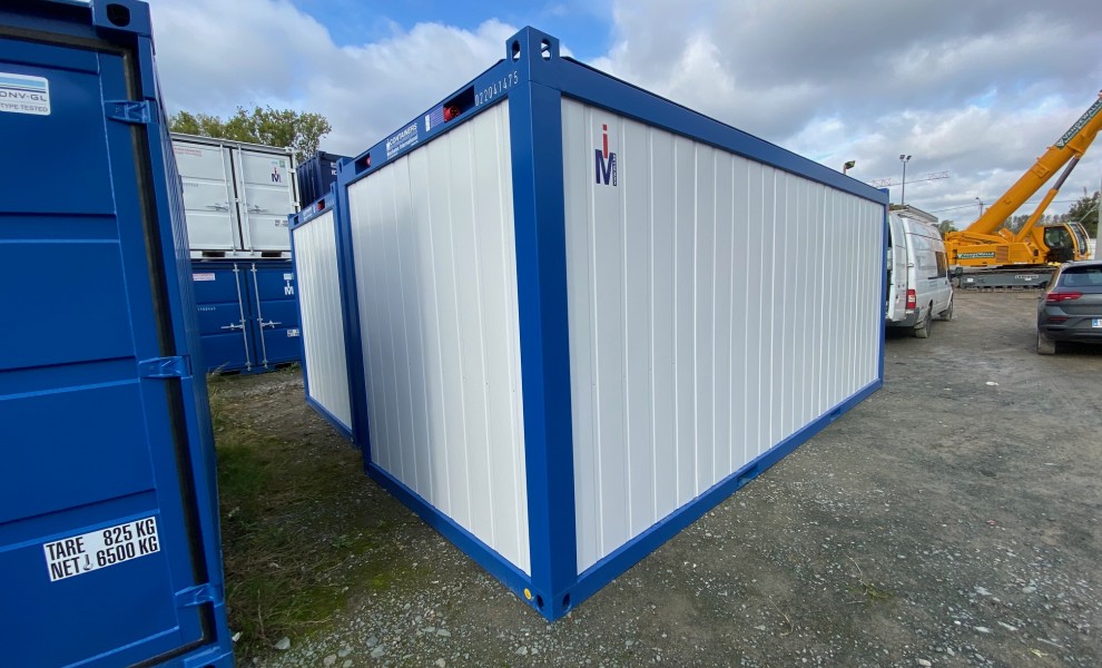 Conteneur de bureau de 20pds - blanc avec cadre en bleu