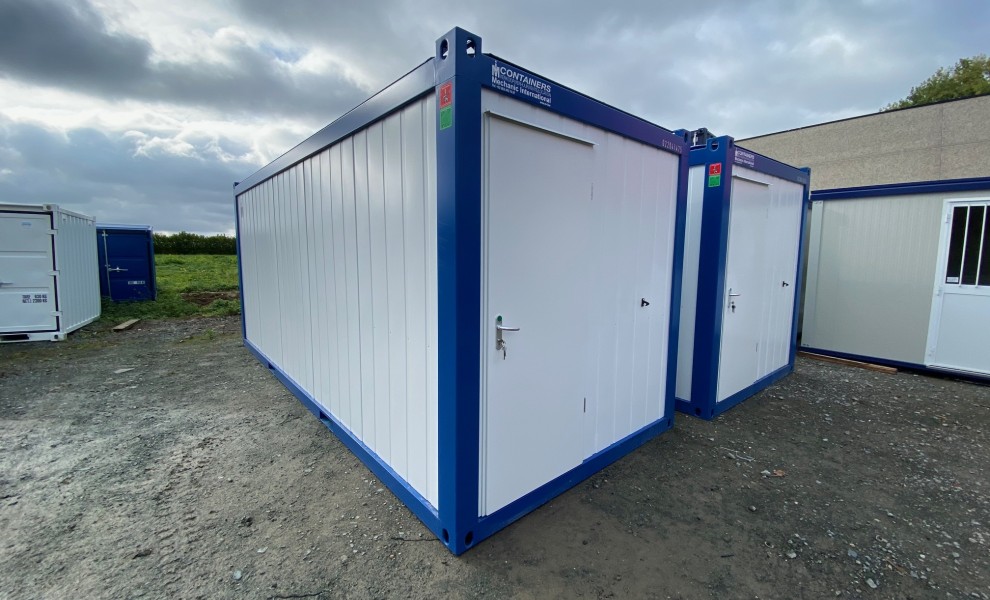 Conteneur de bureau de 20pds - blanc avec cadre en bleu