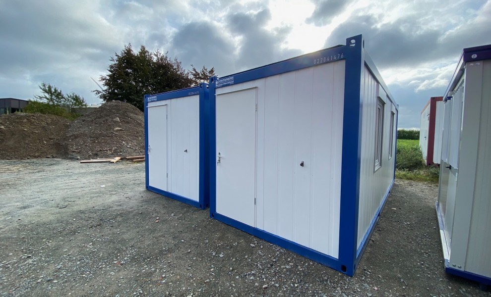 Conteneur de bureau de 20pds - blanc avec cadre en bleu