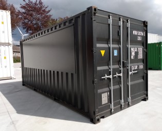 20ft zwarte barcontainer met luik en electriciteit