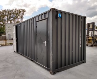 20ft zwarte barcontainer met luik en electriciteit