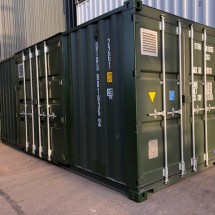 20ft shipping container with side door in dark green