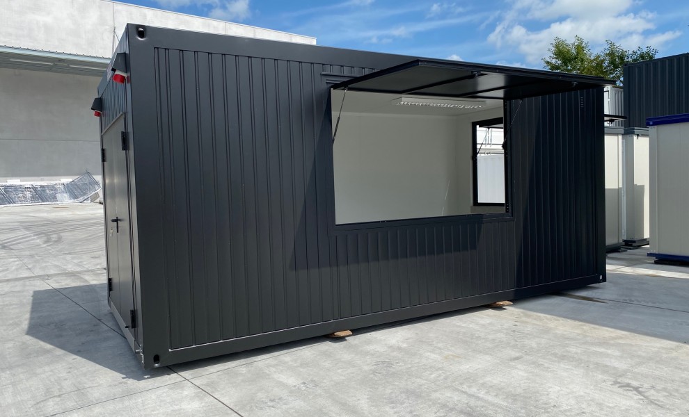 Conteneur de bar 6x3m en noir (Ral 9005)