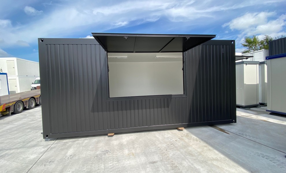 Conteneur de bar 6x3m en noir (Ral 9005)