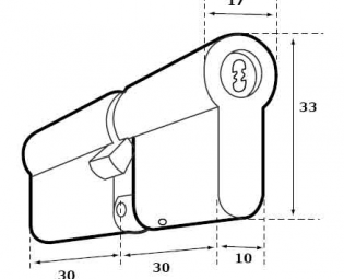 DIMENSIONS ABLOY PROTEC DOUBLE CYLINDRE - PROTECTION CONTRE LE FORAGE 30/30