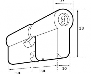 AFMETINGEN ABLOY PROTEC DUBBELE CILINDER - INBOORBEVEILIGD 30/30